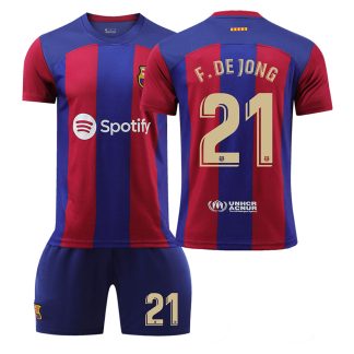 F.DE JONG 21 Otroški Nogometni dresi kompleti Barcelona Domači 2023-24