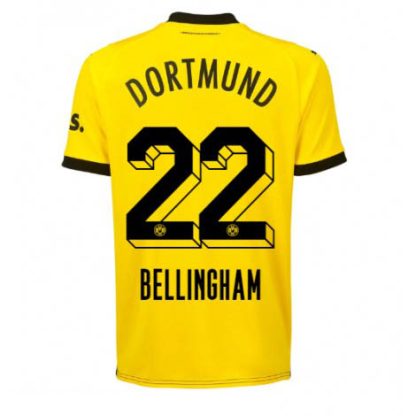 Poceni Moški Nogometni dresi Borussia Dortmund Domači Kratek Rokav 2023-24 Jude Bellingham 22