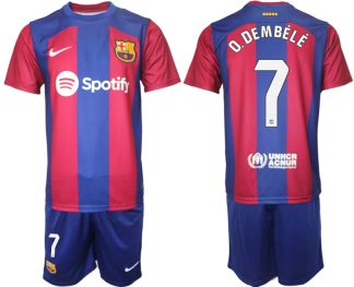 Moški Nogometni dresi komplet Barcelona Domači 2023-24 nogometni dresi O.DEMBÉLÉ 7