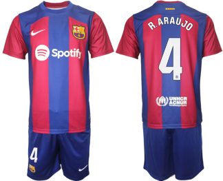 Moški Nogometni dresi komplet Barcelona Domači 2023-24 nogometni dresi R.ARAUJO 4