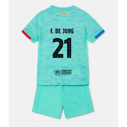 Frenkie de Jong # 21 Najcenejši Otroški Nogometni dresi kompleti za otroke Barcelona Tretji 2023-24