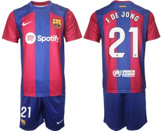 Najcenejši Moški Nogometni dresi komplet Barcelona Domači 2023-24 z imenom F.DE JONG 21