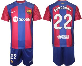 Najcenejši Moški Nogometni dresi komplet Barcelona Domači 2023-24 z imenom GÜNDOGAN 22
