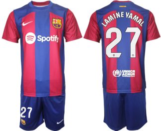 Najcenejši Moški Nogometni dresi komplet Barcelona Domači 2023-24 z imenom LAMINE YAMAL 27