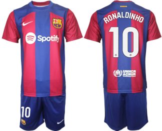 Najcenejši Moški Nogometni dresi komplet Barcelona Domači 2023-24 z imenom RONALDINHO 10