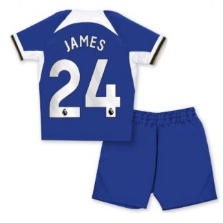 Otroški Nogometni dresi Chelsea Domači 2023-24 Kratek Rokav + Kratke hlače Reece James 24