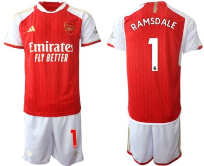 Najcenejši Moški Nogometni dresi kompleti Arsenal 2023-24 rdeča bela Aaron Ramsdale 1 prodajo