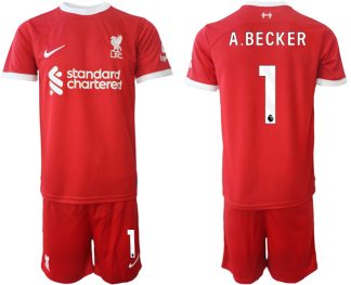 Najcenejši Moški Nogometni dresi kompleti Liverpool Domači 2023 2024 Alisson Becker 1