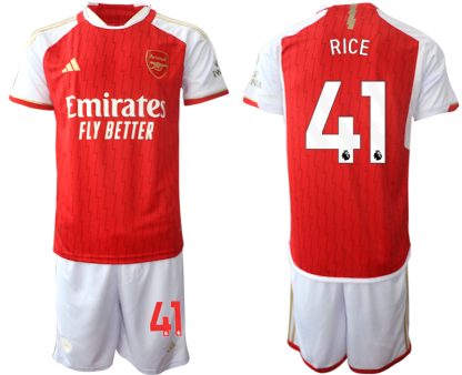 Novo Moški Nogometni dresi kompleti Arsenal Domači 2023-24 rdeča bela Declan Rice 41